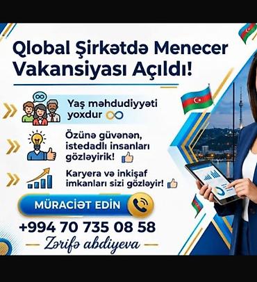 Административный персонал: Təklif olunan işlərimiz : - məlumat meneceri - şirkətə aid — 1