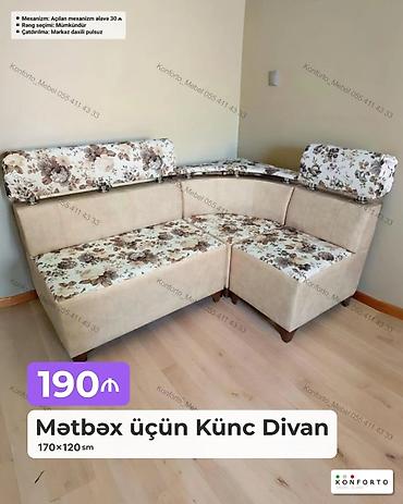 Divanlar: Mətbəx üçün Künc Divan – 170×120 sm - Kompakt L‑şəkilli dizayn — 1