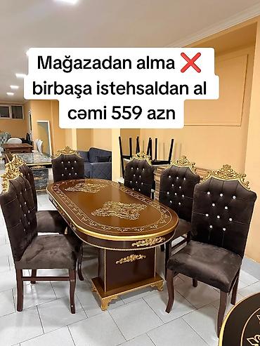 mdf panel: Qonaq otağı üçün, Yeni, Açılmayan, Oval masa, 6 stul — 1
