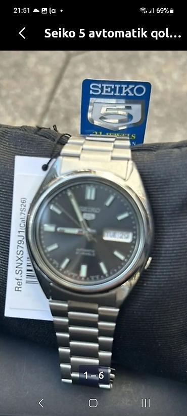 3d saat: Seiko 5 avtomatik qol saatı - Model: Seiko 5, Ref. SNXS79J1 (Cal — 1