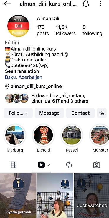 avropa: Xarici dil kursu, Alman dili, Böyüklər üçün, Uşaqlar üçün, Abituriyentlər üçün, IELTS/TOEFL — 1