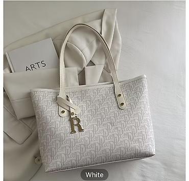smart folio: Сумка-тоут белая с монограммным принтом - Цвет: White (молочно-белый — 1