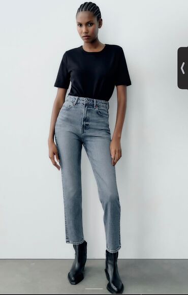 джинсы мом: Прямые, Zara, Средняя талия