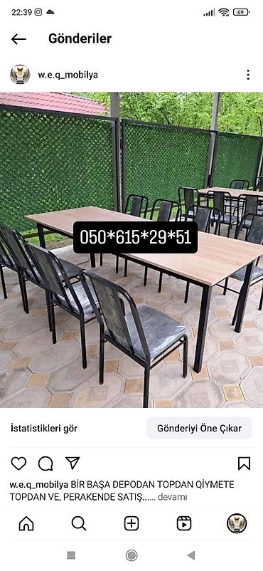 Sifarişlə restoran üçün masa və oturacaq dəstləri: Stullar ilə, Düz masa — 1