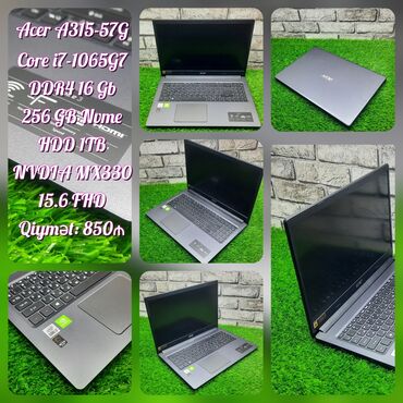 legion y540 17irh pg0 laptop lenovo type 81t3: Acer i7 10cu nəsil /16Gb Ram /256Gb M2 💻acer aspire a315-57g ✅intel