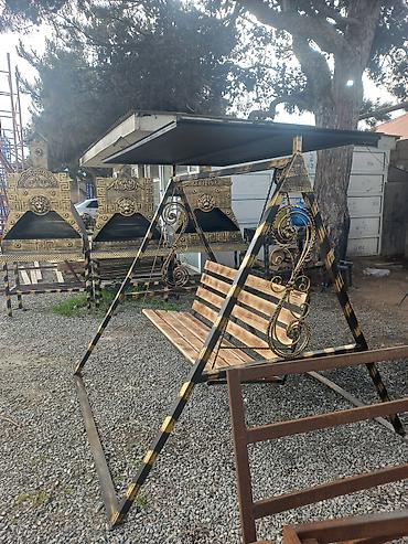 işlenmiş mebeler: Salam kaçeli 3nəfərlik.üsdü baqlı. Metall konstruksiyalı bağ — 2