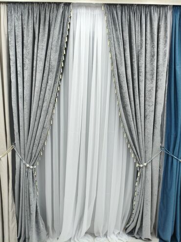 Шторы и занавески: Комплект штор, Велюр, С тюлем в комплекте, Готовое изделие, Для спальни — 16