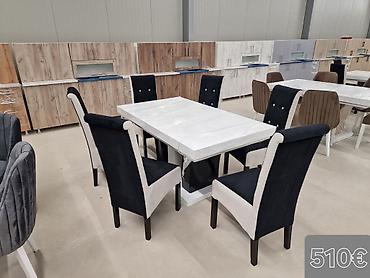 Setovi stolova i stolica: Trpezarijski set – sto sa 6 stolica - Moderan pravougaoni sto sa — 4