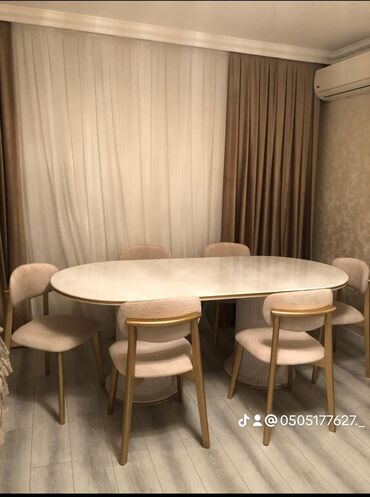 Masa və oturacaq dəstləri: Mətbəx üçün, Yeni, Açılmayan, Oval masa, 6 stul — 11