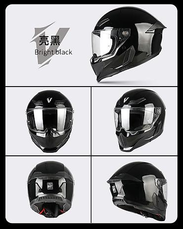 Спорт жана хобби: Мотоциклетный шлем VGV (цвет: Bright Black/глянцевый чёрный) - Тип — 2