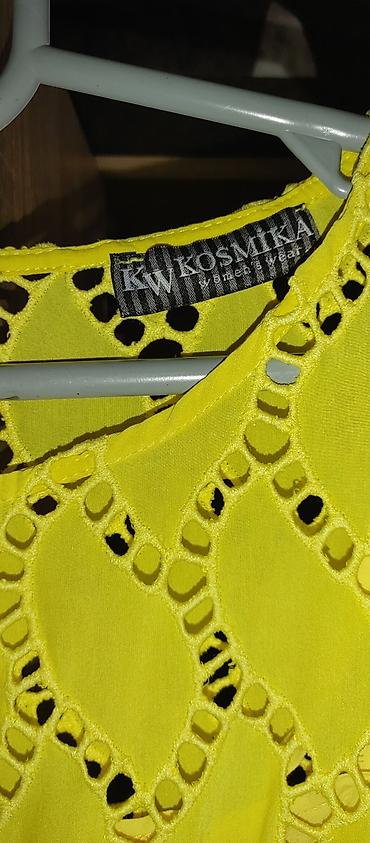 hernan torbe: Žuta čipkana mini haljina – KOSMIKA womenswear - Kroj: ravna silueta — 2