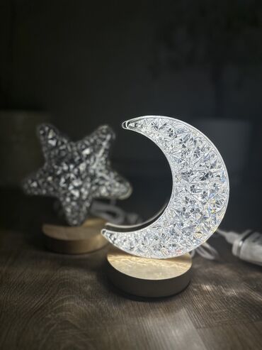 форма для декора: Ночники в форме звезды и полумесяца. Деревянная основа. USB шнур
