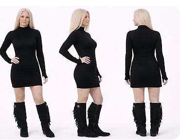 teget baletanke: Crna ženska haljina – mini dužina, uskog kroja - Model: jednobojna — 1
