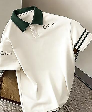 calvin: Ağ rəngdə polo köynək - Model: qısaqol polo - Rənglər: əsas hissə ağ — 1