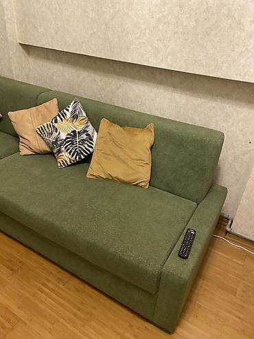 mingəcevir divan: Yaşıl rəngli L formalı künc divan - Müasir minimal dizayn, düz — 5
