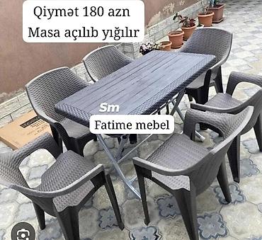 yığılan stul: Bağ-baxça üçün plastik stol stul dəsti - Dəst: 1 ədəd — 1