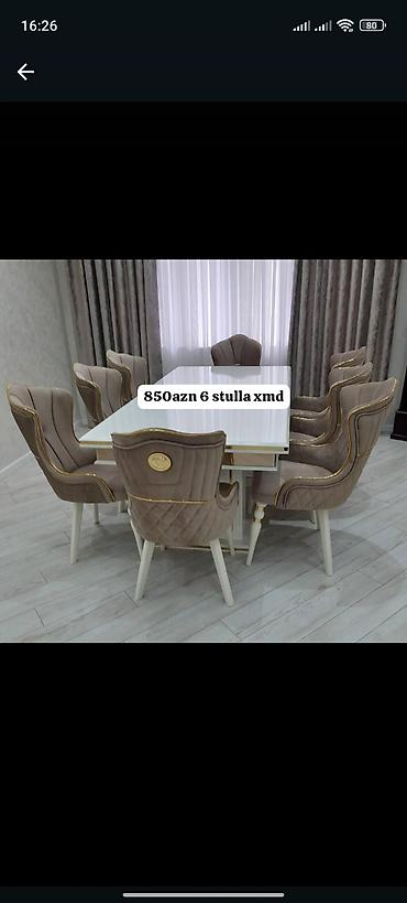 embawood stullar: Qonaq otağı üçün, Yeni, Dördbucaq masa, 6 stul — 1