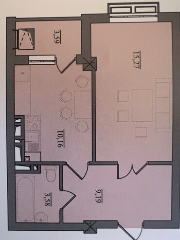 рынок дордой квартира: 1 бөлмө, 41 кв. м, Элитка, 9 кабат, ПСО (өзү оңдоп түзөтүп бүтүү үчүн)