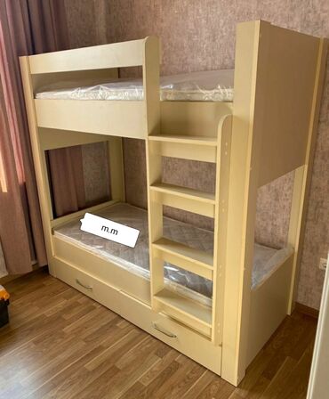 İkimərtəbəli uşaq çarpayıları: Oğlan və qız üçün, Yeni, Çarpayı, Matras ilə, Siyirməli, Laminat — 17