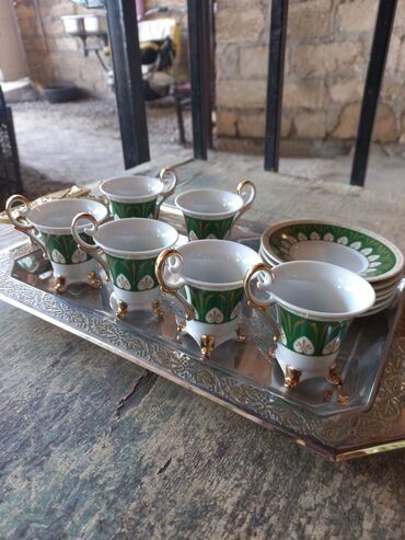 qab destleri: Fincanlar, rəng - Ağ, Keramika, 6 ədədli dəst, 200 ml, Azərbaycan