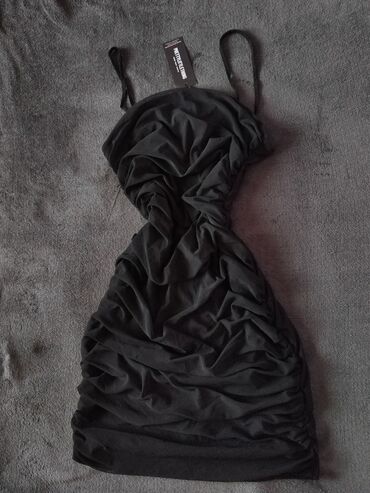 crna kožna haljina: Pretty S (EU 36), M (EU 38), color - Black, Cocktail, With the straps