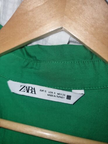 zenske košulje: Zara, S (EU 36), Cotton, Single-colored, color - Green