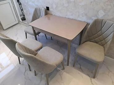 ucuz masa: Qonaq otağı üçün, Yeni, Açılan, Dördbucaq masa, 4 stul — 3