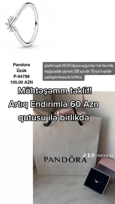pandora uzuk: Orginal Pandora üzük, Məhsul yenidir və qutusu ilə birlikdə verilir
