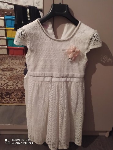 спартивный одежда: Детское платье, цвет - Белый, Б/у