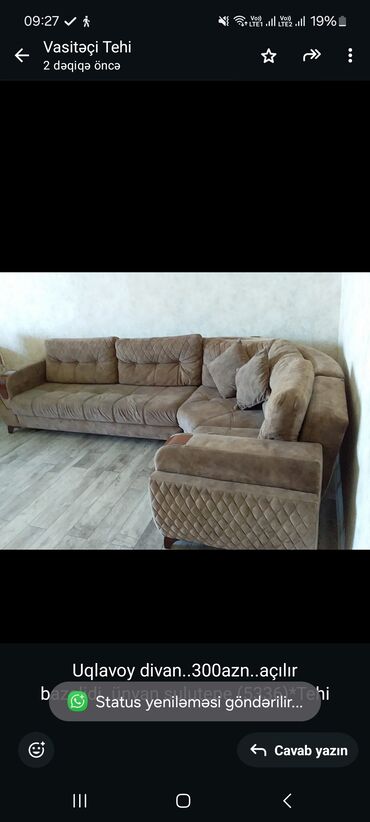Divan və kreslo dəstləri: Künc divan, İşlənmiş, Çatdırılma yoxdur