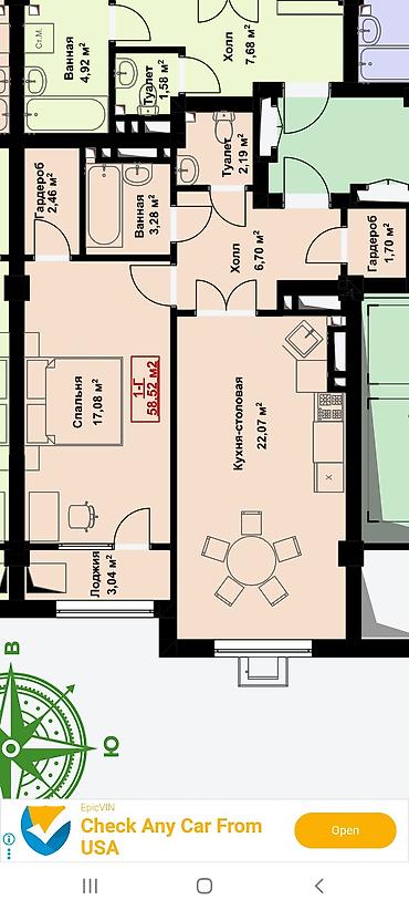 кв куплю: 1 комната, 59 м², Элитка, 3 этаж, Готовая ПСО (под самоотделку) — 4