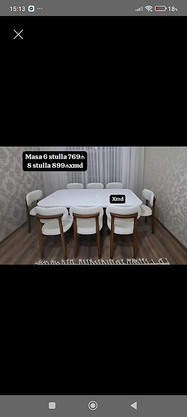 oturacaq stulları: XMD Mebel – Masa və stul dəstləri - Masa ölçüsü: 90 × 160 sm - — 4