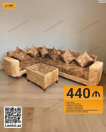 Künc divan dəsti - Ölçülər: 280 × 200 sm - Mexanizm: açılan, bazalı -
