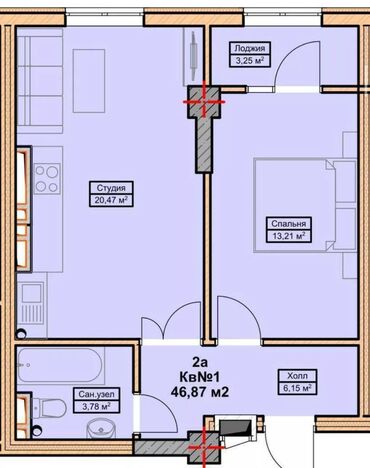 Продажа квартир: 1 комната, 46 м², Элитка, 11 этаж, ПСО (под самоотделку)