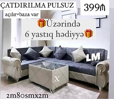 quba mas: Künc divan dəsti - Ölçü: 2 m 80 sm x 2 m - Açılır mexanizm - Baza var — 1