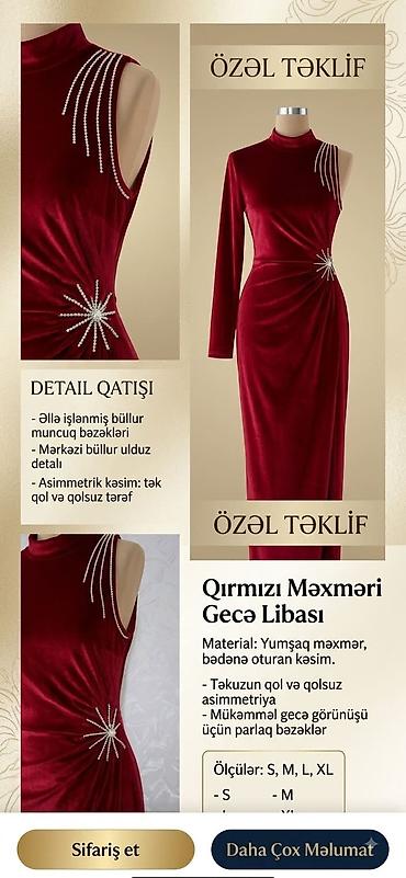 Qırmızı Məxməri Gecə Libası - Material: Yumşaq, bədənə oturan məxmər lalafo.az -da Qırmızı Məxməri Gecə Libası - Material: Yumşaq, bədənə oturan məxmər