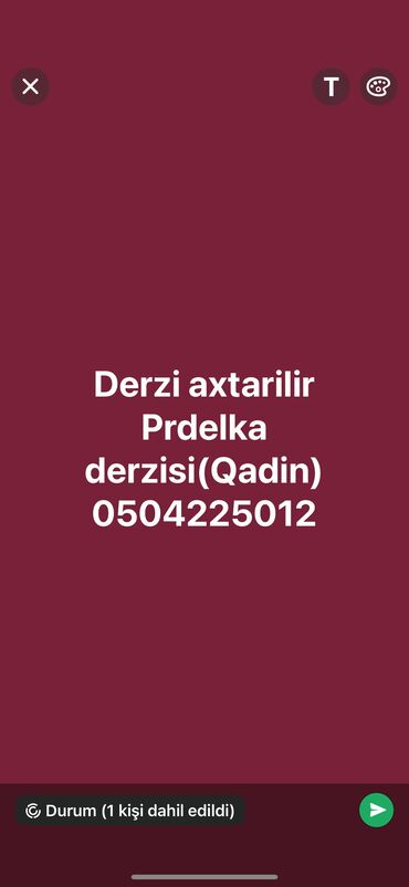 Taksi, logistika, çatdırılma: Dərzi tələb olunur, 1-2 illik təcrübə, 1/1
