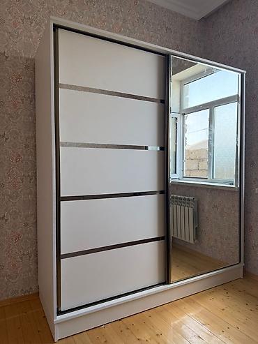 şkaf ucuz: Yeni, 2 qapılı, Güzgülü, Ağ, Kupe, Düz dolab — 1