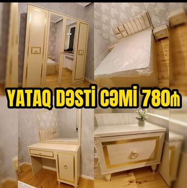 Yataq otağı dəstləri: 2 təknəfərlik çarpayı, Tumba, Dolab, 2 tumba, Azərbaycan, Yeni — 24