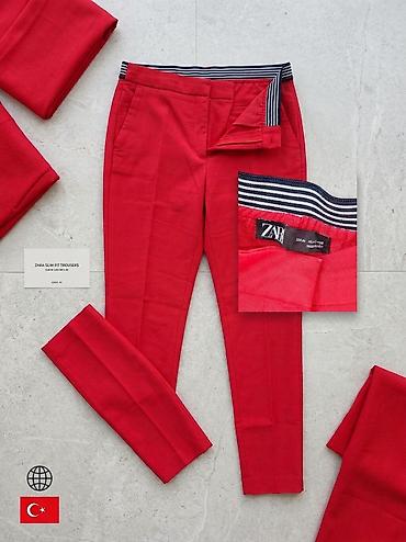 zara crveni komplet: ZARA ženske pantalone – crvene - Model: slim/uzan kroj - Veličina — 6