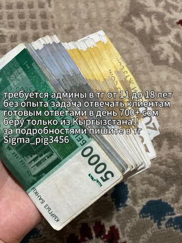 работа шабашка: Нужны админы в день 700 + сом