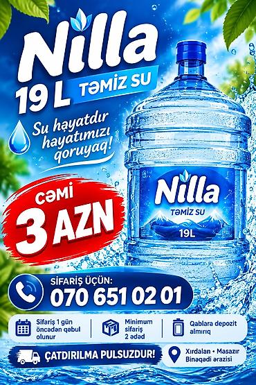 icməli su sifarişi: Nilla 19L təmiz su – böyük həcmli içməli su bidonu - Həcm: 19 litr - — 1