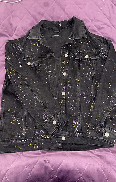 jeans: Trendyolmilla qara cins kurtka. Dəst cins şalvarıda var — 1