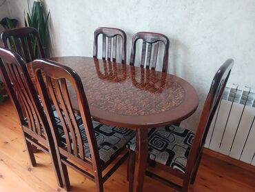 стол из массива дуба: Qonaq otağı üçün, Açılmayan, Oval masa, 6 stul