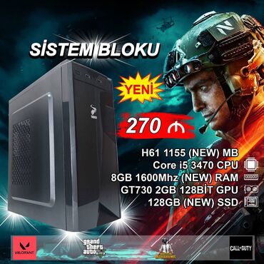 Принтеры: Oyun üçün Kompüter "Sarko DDR3 H61 1155 Core i5 3470” ⭐Tək Sistem
