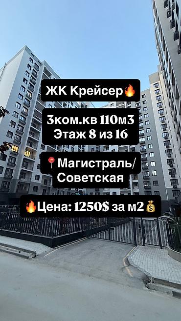 3 комнаты, 110 м², Элитка, 8 этаж, ПСО (под самоотделку)