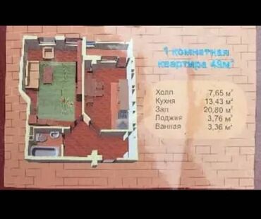 Батирлерди сатуу: 1 бөлмө, 49 кв. м, Элитка, 9 кабат, Евроремонт