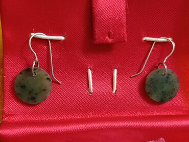 Серьги: Продаются серьги СССР первые капля бижутерия вторые камень нефрит — 4