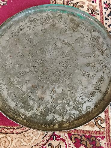 Mis qabdan hazırlanmış dekorativ sini/tray - Material: Mis (əl işi) -