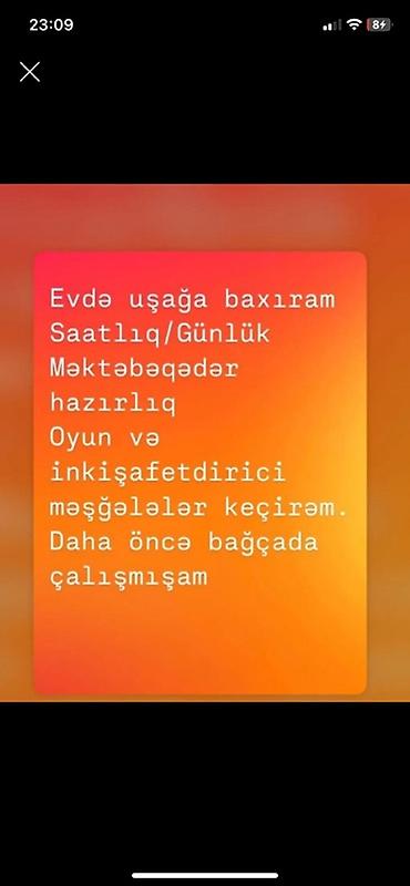 Dayələr: Uşaq baxımı və məktəbəqədər hazırlıq xidməti - Evdə uşaq baxımı — 1